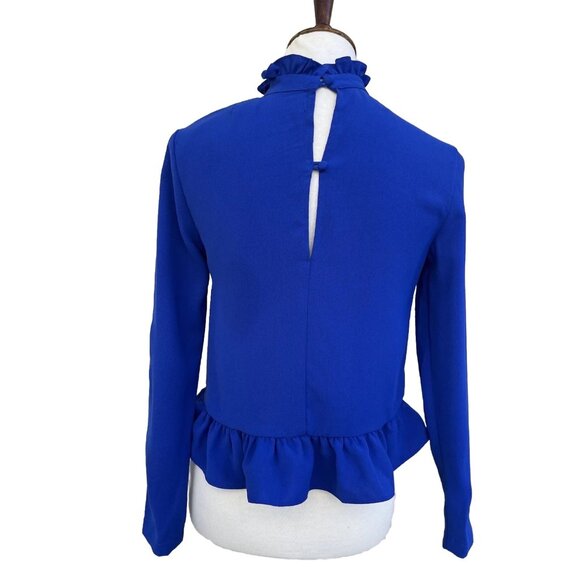 Code X Mode Women’s Blue Ruffle High Neck Top Size XS Polyester NWOT - Picture 3 of 12